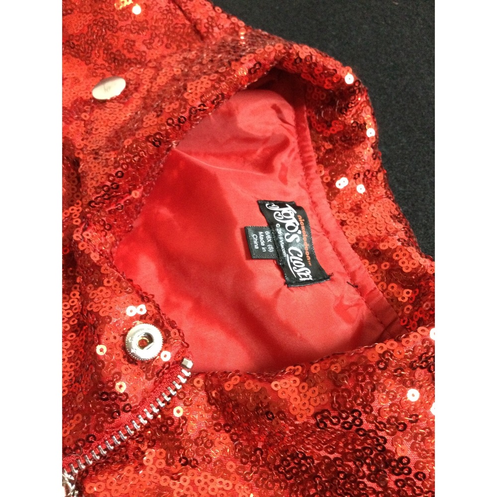 Jojo's Closet Red Sequin Moto Jacket Girls Size S 6X Shimmer Glitter Outerwear - Picture 5 of 8